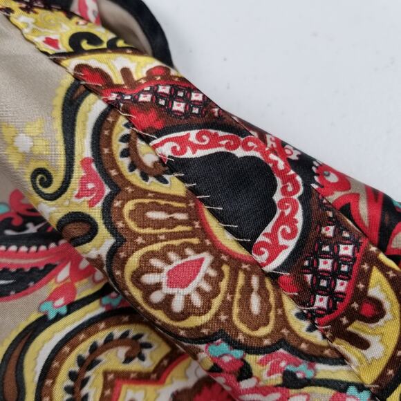 Perception Black Red yellow Boho Paisley Embellished Bling Top Size Medium - Picture 5 of 5